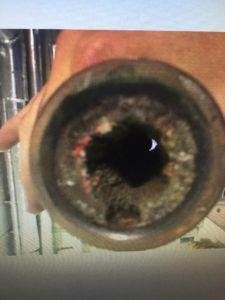 No softener - scaled pipe.